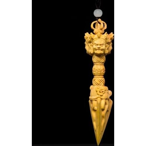 Wood Carving Hand Toys Sculpture Vajra Pestle Vajra Lotus Cobaly Pestle Boxwood Carvings Lucky Gifts Men Buddha Religion