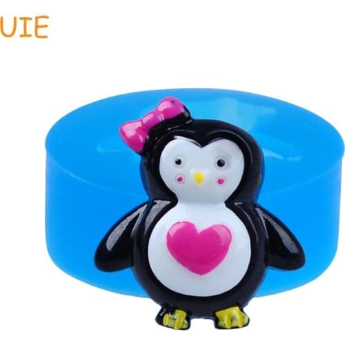DYL487U 28.1mm Penguin with Bow Silicone Push Mold - Animal Mould Sugarcraft, Fondant, Polymer Clay, Resin, Chocolate, Food Safe