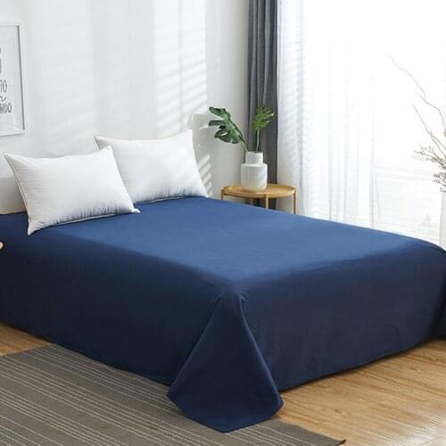 Blue White Gray 100% Cotton Home Textile Flat Bed Sheet Pillowcase Mattress Bed Cover Single Double Solid Color Bedding