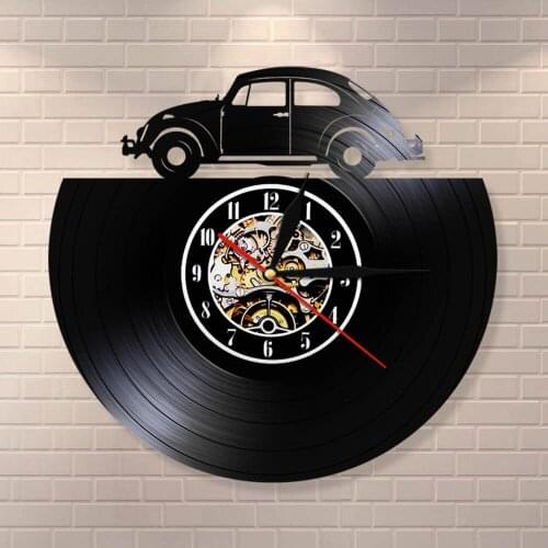 LED Hanging Lamp Home Decorative Wall Watch Vintage Car Vinyl Record Wall Clock Automotive Vehicle LED Light Gift For Car Lover