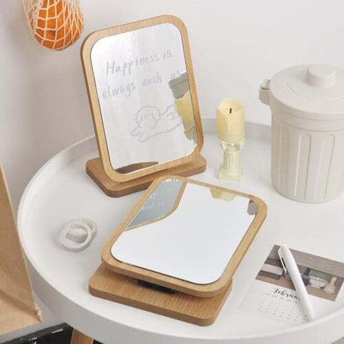Wooden Makeup Mirror зеркало Korean INS Simple Tyle Fixed Angle Student Dormitory Table Mirrors Erasable Pen Home Decoration