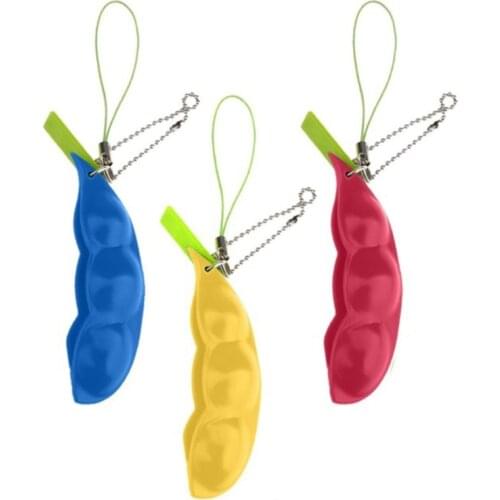 1Set Practical Joke Toy Interactive Anti-Stress Toy Novelty Sensory Fidget Keychain Push Bubble Green Bean Puzzle Gadget