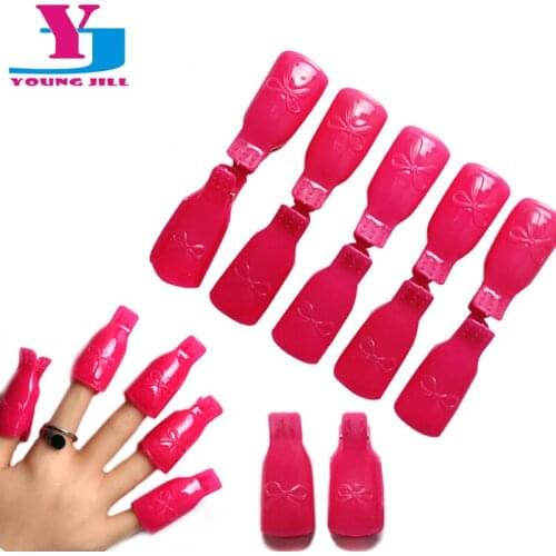 10Pcs/Set New Nail Gel Polish Remover Wraps High Quality Plastic Nail Art Soak Off Cap Clip Removal Nail Tools UV Gel Cleanser