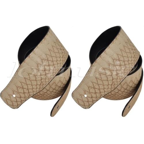 2Pack Strap PU Leather Embossed Snake Skin Style For Electric Acoustic Guitar Bass Replacement