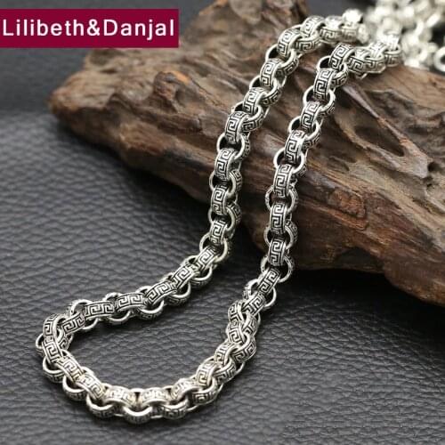 925 Sterling Silver Necklace Men Jewelry 8mm Wide Wrinkle bohemian Pendant Necklace Gift Fine Jewelry N2