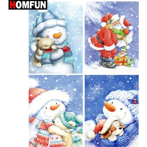 HOMFUN Full Drill Diamond Painting "Cartoon snowman landscape"DIY Picture Of Rhinestone 5D Diamond Embroidery Cross Stitch Decor