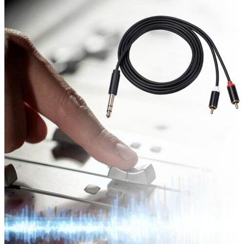 6.35mm Male to 2 RCA Male Audio Cable Copper Conductor Stereo Wire Cord for Sound Mixing Console