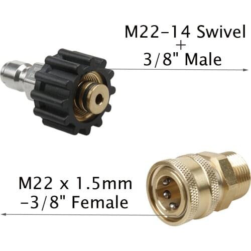 Car New pressure Washer Adapter Set Quick Connect Kit 5000 PSI M22 14mm Swivel to M22 Metric Fitting for hose for snow foam Gun
