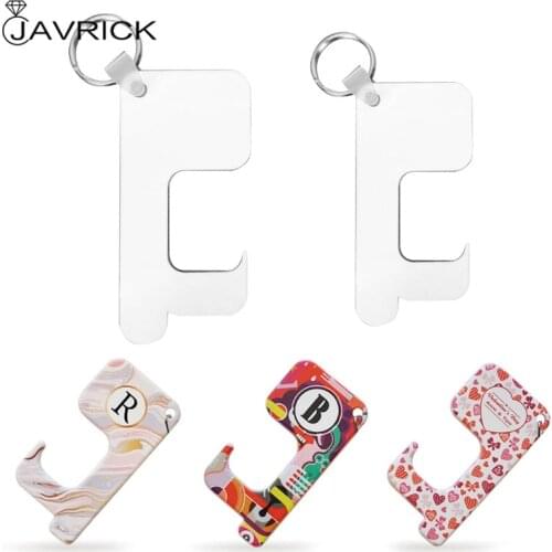 10Pcs Blank Sublimation Heat Transfer Keyring Zero Touch Hand Free MDF Key Chain