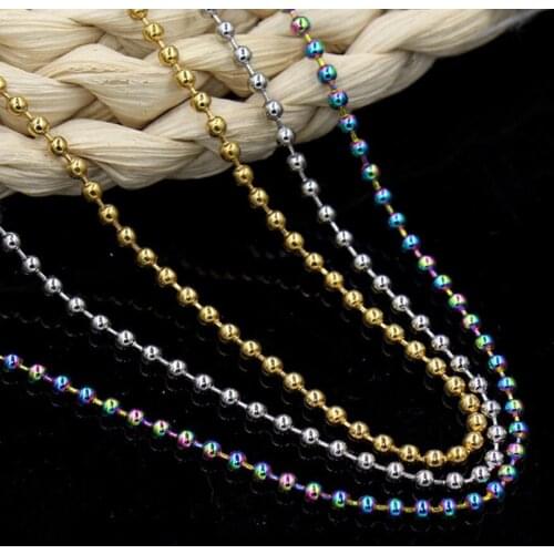 Stainless steel bead chain electroplated gold color titanium steel round bead chain waist buckle DIY necklace key chain