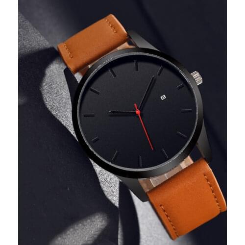 Mens Watch Wrist Watches Leather Male Clock Minimalistic Watches For Men Simple Designer Groomsmen Gifts Calendar Business 2021