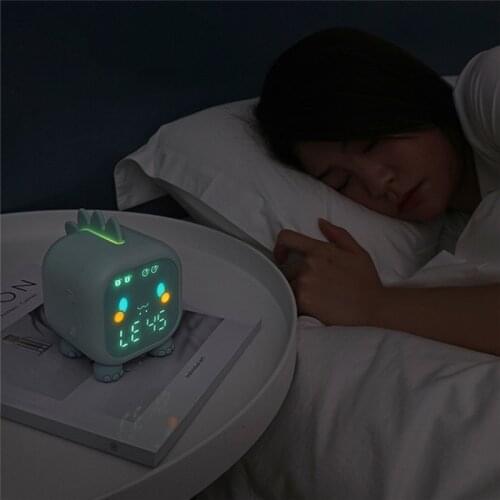 Kids Alarm Clock Cute Dinosaur Digital Alarm Clock For Kids Bedside Clock Childrens Sleep Trainier Night Light Desktop Decor