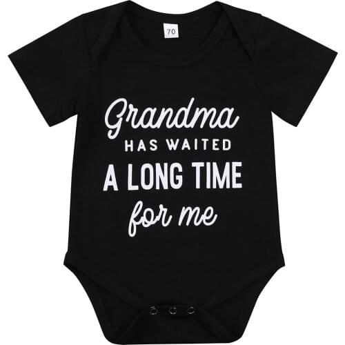 Baby Romper, Unisex Letter Print Round Collar Short Sleeve Bodysuit for Kids, White/Black/Gray, 0-18 Months