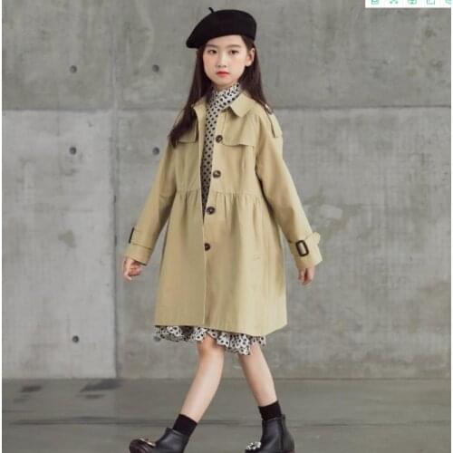 Children solid trench 2020 spring autumn new good quality loose jacket girls trench kids clothes coats ws1751