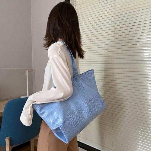 Designer PU Leather Shoulder Bags for Women Crocodile Pattern Handbags Travel Luxury Hand Bag Female Large Shoulder Shopper