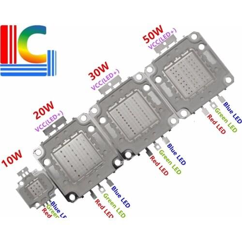 Cost-effective RGB High Power LED Bulb Lamp Chip 10W 20W 30W 50W integrated LED light source Red Green Blue Free Shipping