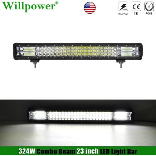 23 Inch LED Light Bar 324W Triple Row Spot Flood Combo Beam Off Road Car Lights Lightbar For Jeep 4x4 Truck ATV UTV Boat Pickup