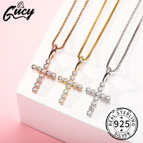 GUCY Fashion 925 Sterling Silver long Cross Pendant Iced Hip Hop Zircon Pendant Fashion Hip Hop Jewelry For Gift