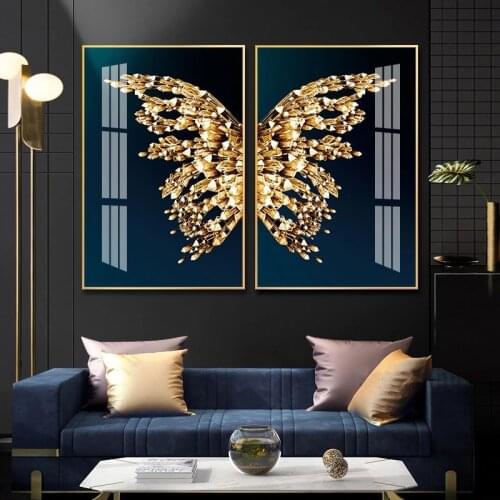 Nordic Golden Butterfly Picture Wall Poster Modern Style Canvas Print Painting Art Aisle Living Room bedroom Decoration Cuadros