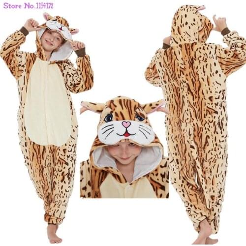 Kigurumi Adult Costume Winter Sleepwear Boys Onesies Girls Pajama SetLeopard Cat Onesies Cartoon Children Pajamas Anime Cosplay