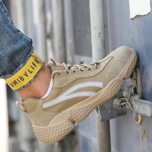 Men Steel Toe Safety Shoes Lightweight Breathable Construction Sneakers Anti-smashing Protective Work Boots Indestructible Shoes