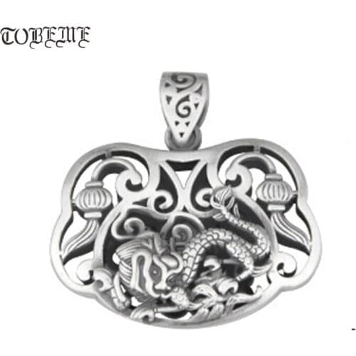 Handmade 100% 990 Silver Lucky Symbol Pendant Vintage Pure Silver Dragon Pendant Good Luck Women Pendant Necklace