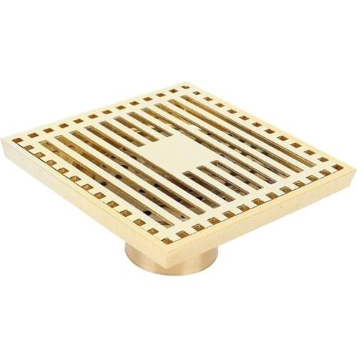 Pure Copper Square Drain Shower Sink Drain Anti-Odor Bathroom Floor Drain Tile Insert Invisible European Vintage 10X10cm