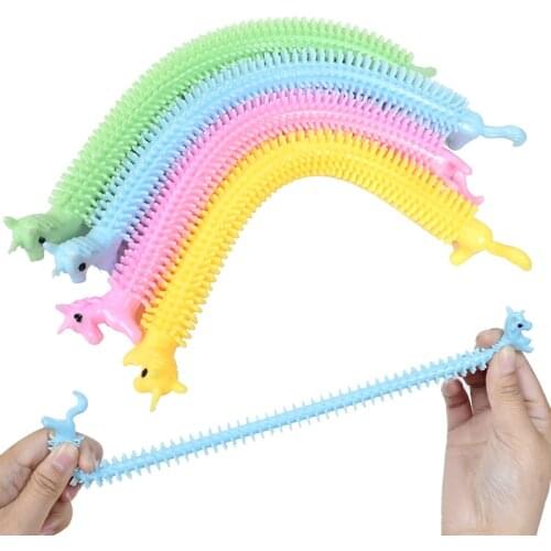 Random Color Anti-Stress Pressure Relief Unicorn Dinosaur Llama Noodles Fidget Squeeze Stretch Rubber Toys Wristband for Kids