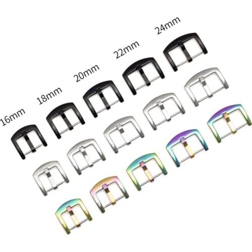 AOOW Watchband Metal Buckle Clasp Black Silver Colorful 16mm 18mm 20mm 22mm 24mm 26mm Women Men Watch Accessories