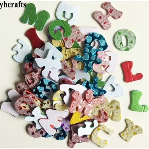 1bag/LOT,shiny A-Z letters alphabet foam stickers Kindergarten craft diy toys Self learning Teach your own Creative Handmade OEM