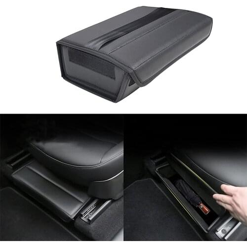 New for Tesla Model Y 2020 2021 Under Seat Storage Box Rear Seat PU Leather Interior Organizer Containers Car Holder Accessories