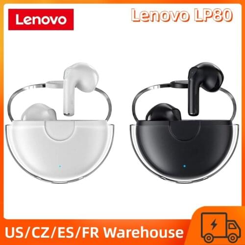 Original Lenovo LP80 BT 5.0 Wireless Earphones Sport Waterproof Headsets Low-Latency Gaming Music Touch Control Earbuds With Mic