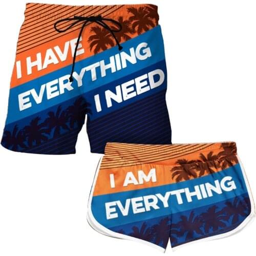 Couple Matching - Hawaii style Printed Shorts Unisex Elastic Waist Shorts Summer Quick Dry Beach Harajuku Casual Cool Shorts