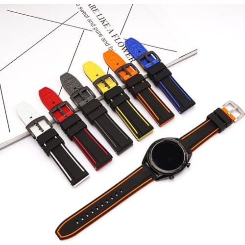 20mm 22mm 24mm 26mm Silicone Sport Strap Double Color Rubber Replacement Band for Samsung Galaxy Active2 Huawei Watch GT 2 46mm