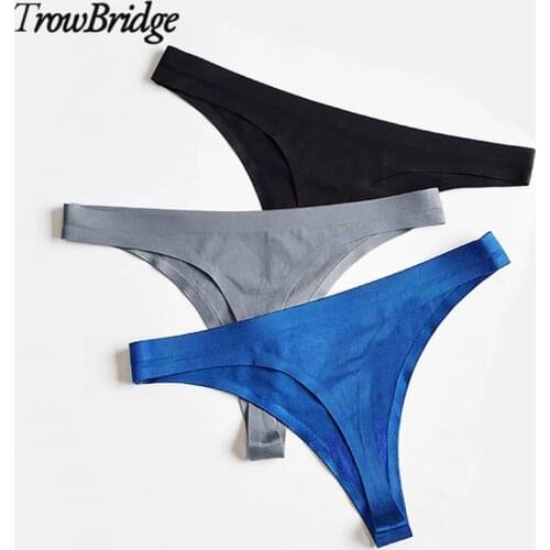 TrowBridge Sexy Seamless Thong Panties Sport Womens Lingerie Hot Sale G-Strings Flexible Thongs Satin Silk Underwear Underpants
