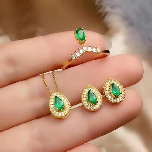 SHILOVEM 925 sterling silver Natural Emerald classic fine Jewelry women wedding wholesale new gift ctz0305911agml