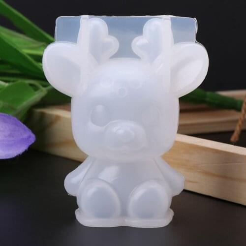 Silicone Mold 3D Animal Cute Rabbit Deer Christmas Gifts DIY Jewelry Pendant Tools Cake Fondant Chocolate Decor Crafts Epoxy