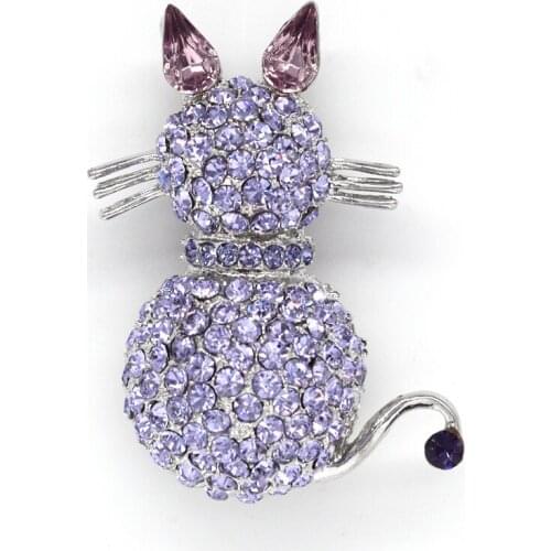 Rhinestone Cat Pin brooches C361 Q