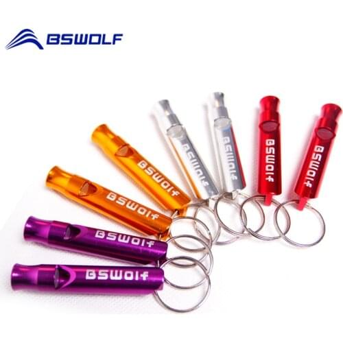 BSWolf 5pcs Aluminum Alloy Outdoor Survival Whistle Multifunctional Camping Emergency Whistle Sport Accessories Training Whistle