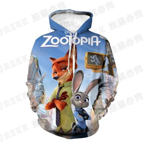 New Zootopia Hoodies Fashion Men Women Children Fox Bunny 3D Printed Sweatshirts Streetwear Boy Girl Kids Cool Pullover Coat