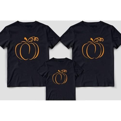 1 Pc Pumpkin Halloween Family Matching T-shirt Casual Short Sleeve T Shirts Tops Harajuku Dad Mom Clothes Aesthetic Graphic Tees