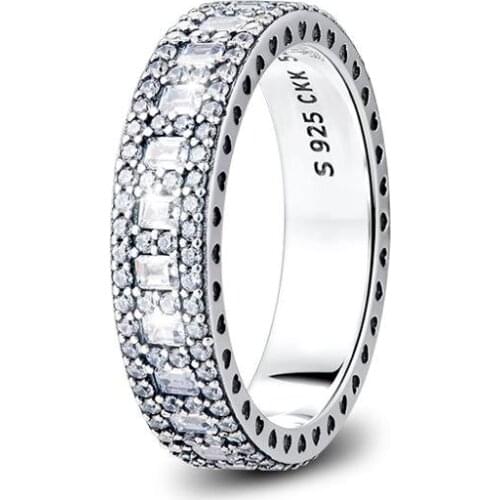 100% 925 Sterling Silver Jewelry Sparkling Promise Rings Free Shipping