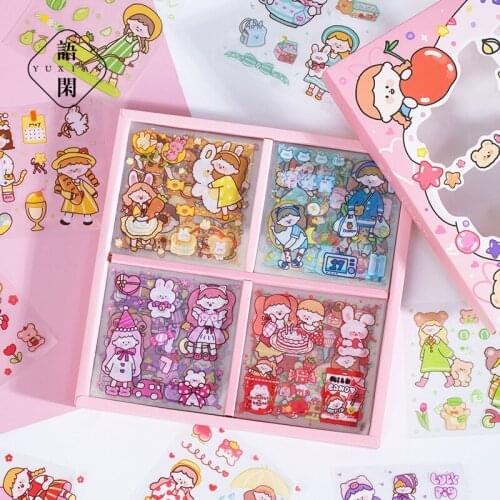 100pcs/1lot Kawaii Stationery Sticker Seven Cone Cup Series Diary Decorative Mobile Stickers Scrapbooking DIY Craft Stickers