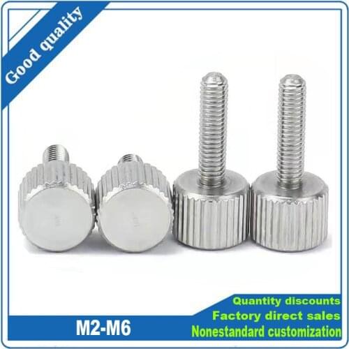 5Pcs M2 M2.5 M3 M4 M5 M6 304 Stainless Steel Thumb Screws Plain Flat Type Metric Knurled Head Manual Adjustment Screws Bolts