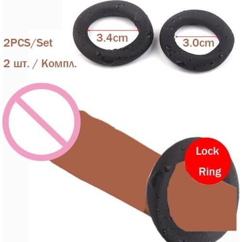 Small Size 2PCS Silicone Cock Ring Delay Ejaculation Sex toys for Men Penis Rings Chastity Cage Lock Cockring Erotic Products