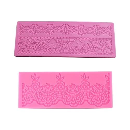 2pcs/set Silicone Mold Cake Lace Mats Mold Silicone Fondant Cake Decorating Tools Wedding Flower Embossing Mould Bakery H774