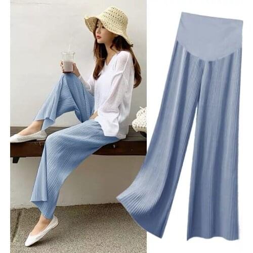 51417# Maternity Pants Summer Casual Pants Loose Comfy Belly Support Pants Elastic Waist Maternity Trousers