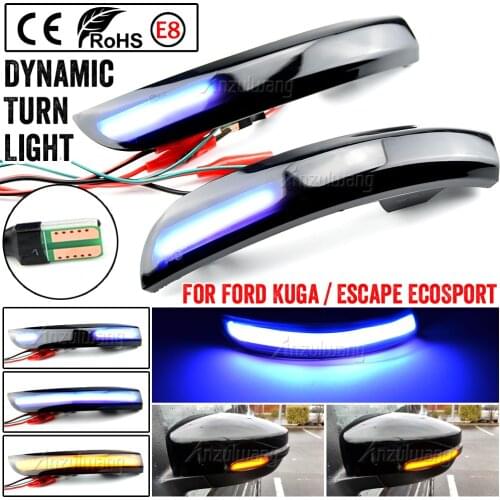 Flowing Water Blinker LED Dynamic Bicolor Turn Signal Light For Ford Kuga Escape EcoSport 2013-18 Side Mirror Flashing Indicator