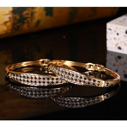 Gold Fully Artificial Diamond Bracelet For Women Arab Ethnic Wedding Party Jewelry Moroccan Bride Gift