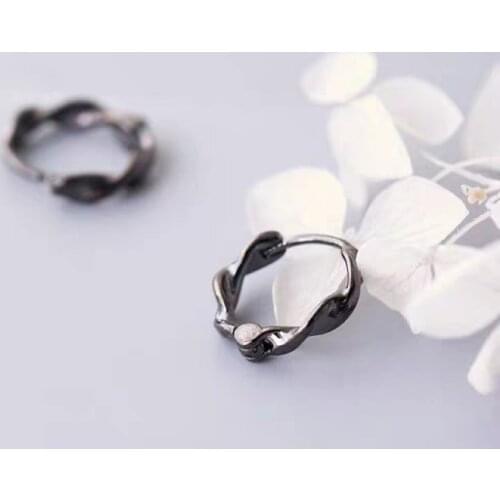 Black Twisted Hoop Earrings For Women And Men Wave Hoop Earrings Stuck Clasp Round Twisted Earrings Circle